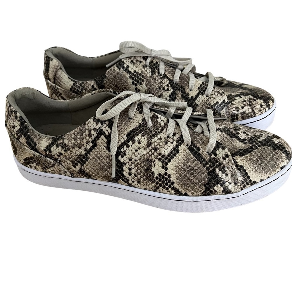 CURATED BY RUA'H KIBRIYA: Taupe Snakeskin Comfort Sneakers Size 11